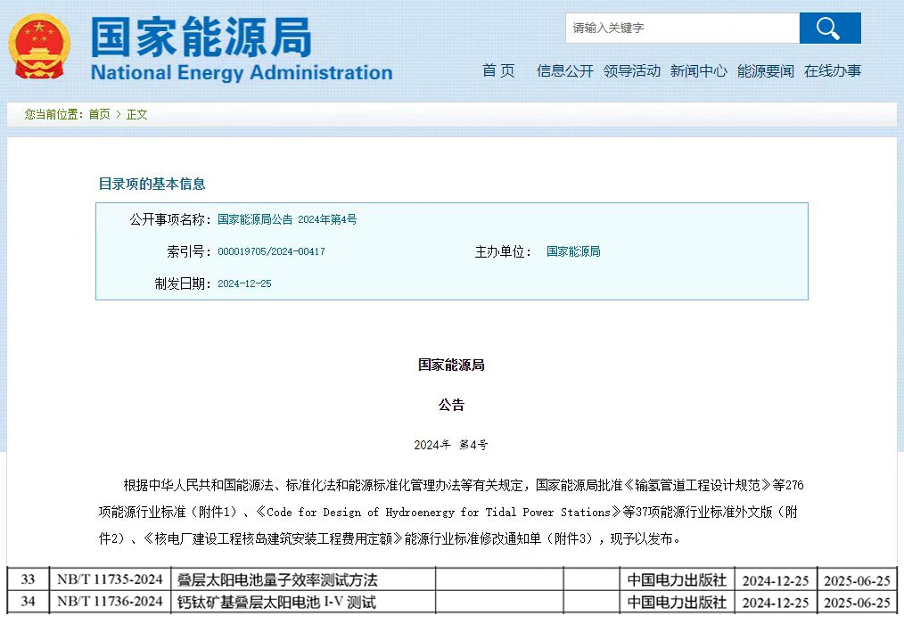 填补空白！隆基主导的钙钛矿电池行业标准发布